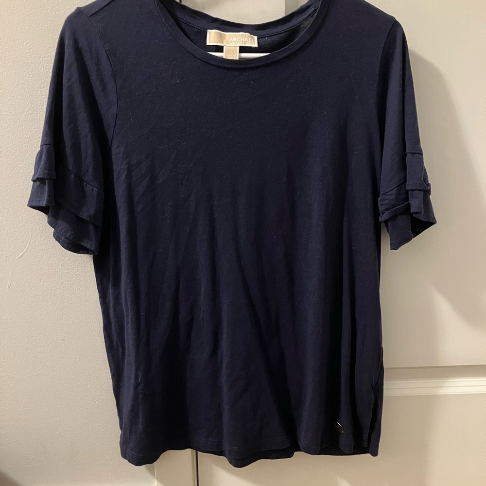 Michael Kors Navy Top with Gold Accent